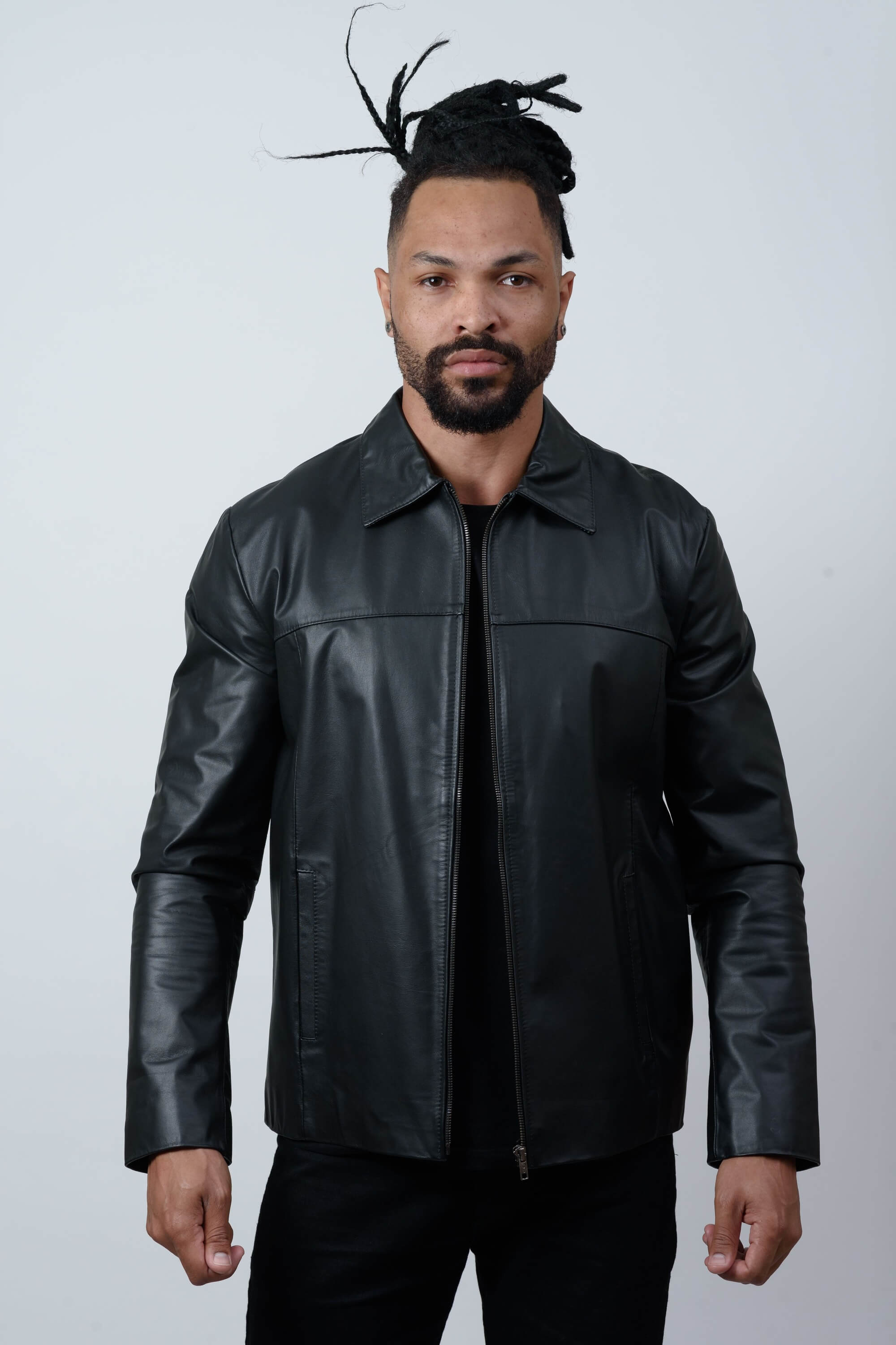 Jaqueta Preta Masculina Blusa De Couro Masculina Mercado Livre